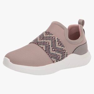 Clarks Slip-On Athletic Sneaker in Blush Pink with Multicolor Beaded Strap